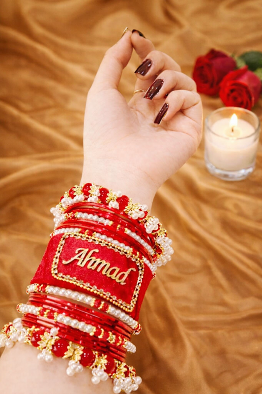 Zarqash Red Bangles with Name Customize